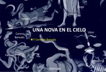 Mapa celeste con localización de T CrB